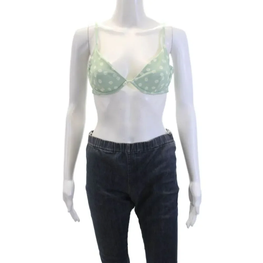 ONIA Women's Underwired Adjustable Straps Green Floral Bikini Top Size L